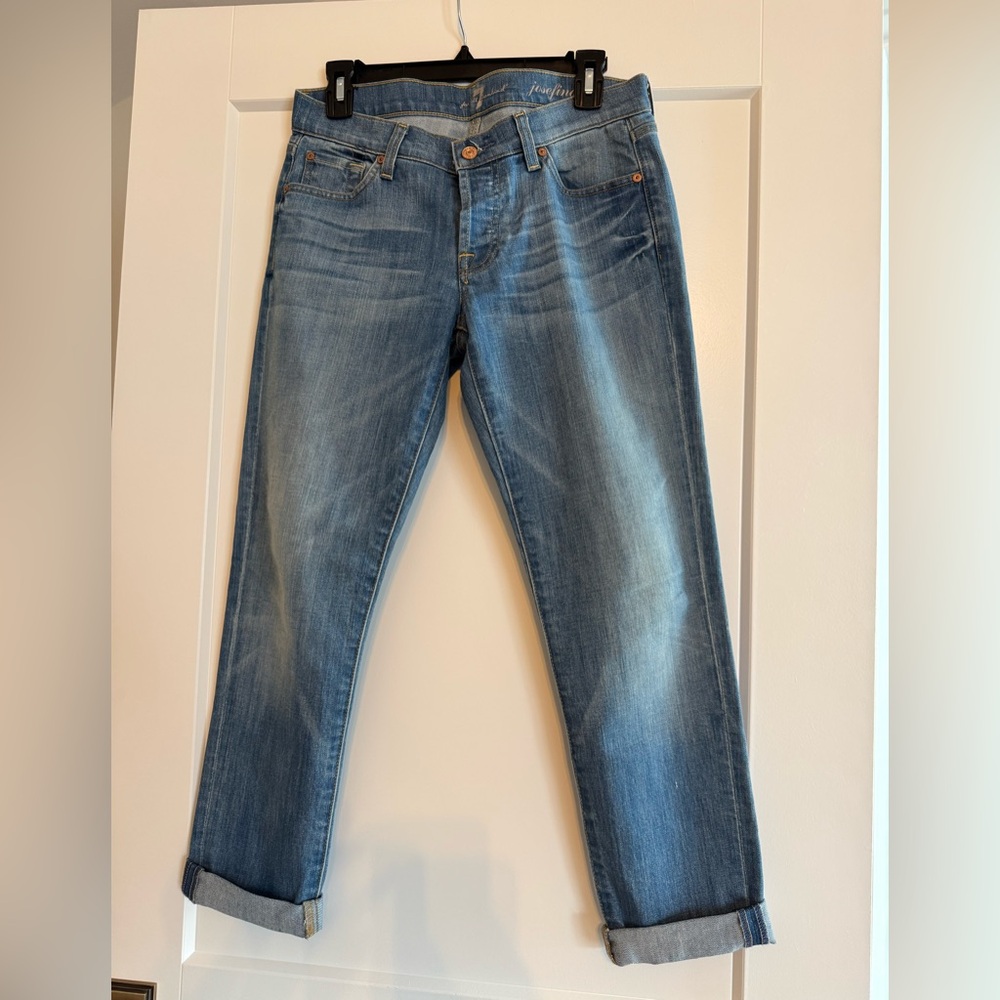 7 For All Mankind Low Rise Skinny Boyfriend Jeans, Size 25 - Picture 3 of 8